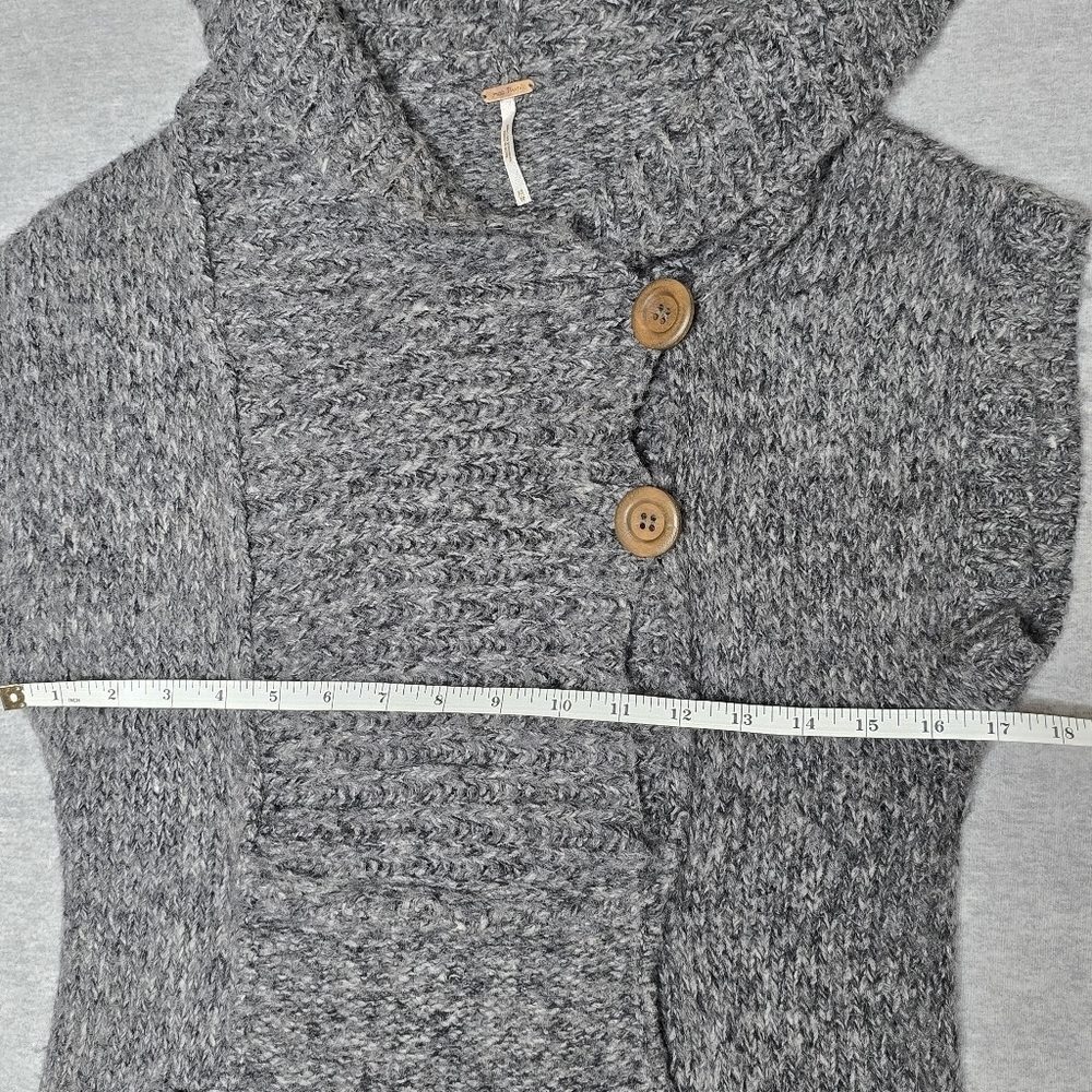 Free People Gray Hooded Women's Sweater Vest Wool Blend Size XS - Picture 8 of 12